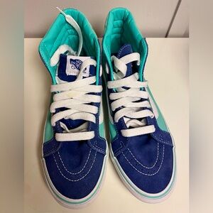 Vans sk8 hi sneakers womens 8.5/ mens 7 teal & navy RARE colors